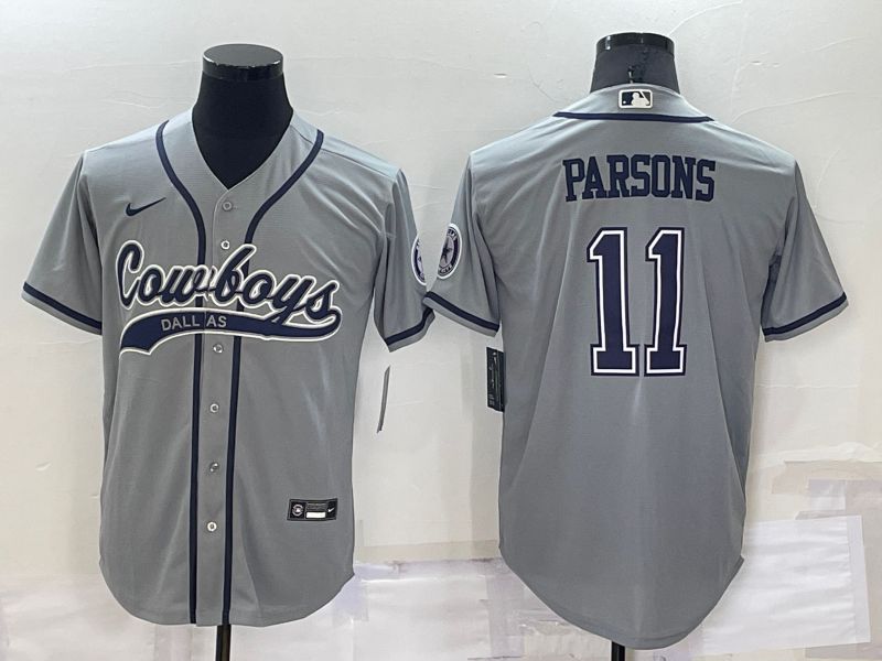 Men Dallas Cowboys #11 Parsons Grey Nike Co branded Jersey